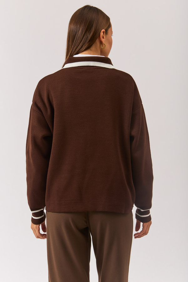Plain Polo Sweater Brown - 12