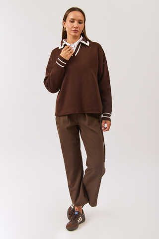 Plain Polo Sweater Brown - 10