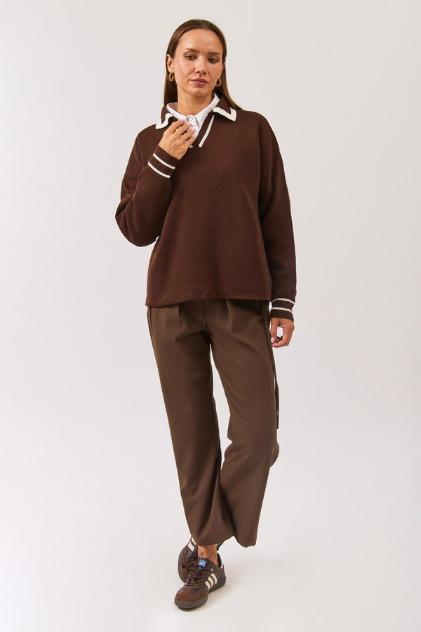 Plain Polo Sweater Brown - 10
