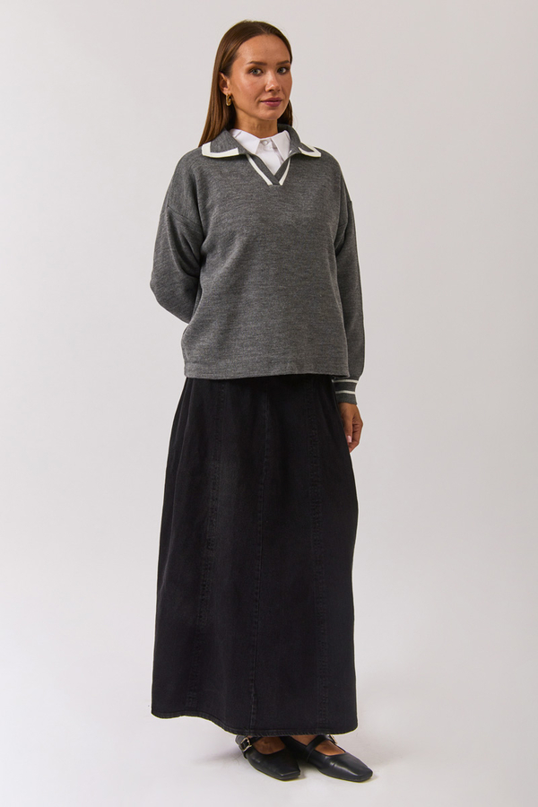 Plain Polo Sweater Grey 