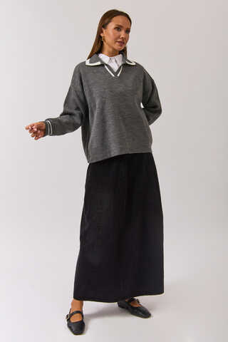 Plain Polo Sweater Grey - 7