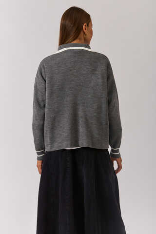 Plain Polo Sweater Grey - 12