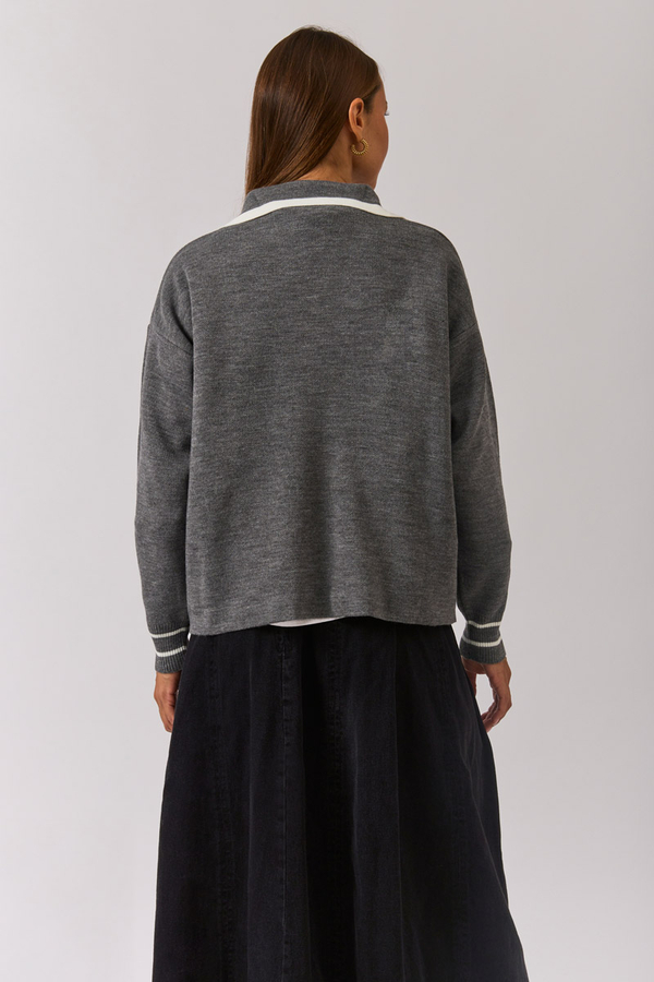 Plain Polo Sweater Grey - 12