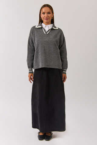 Plain Polo Sweater Grey - 4