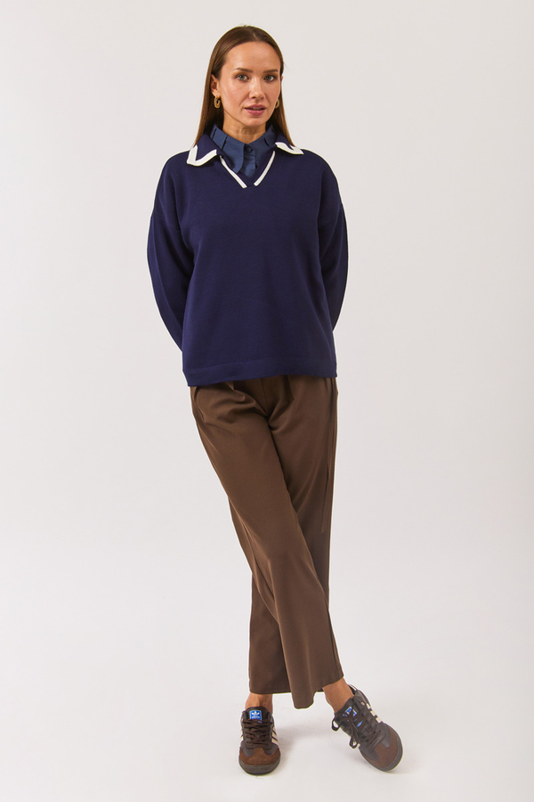 Plain Polo Sweater Navy - 3