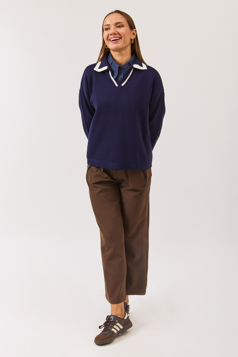 Plain Polo Sweater Navy