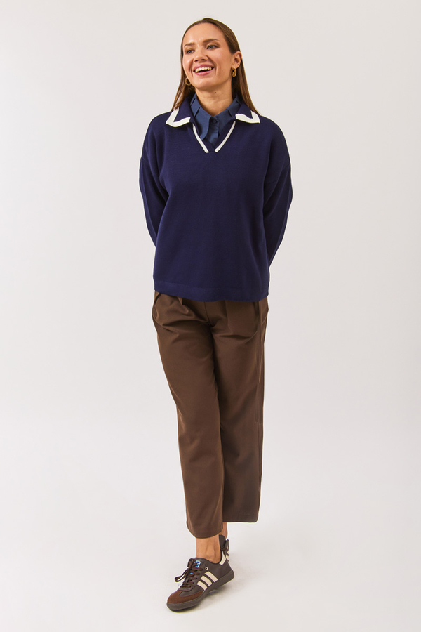 Plain Polo Sweater Navy 