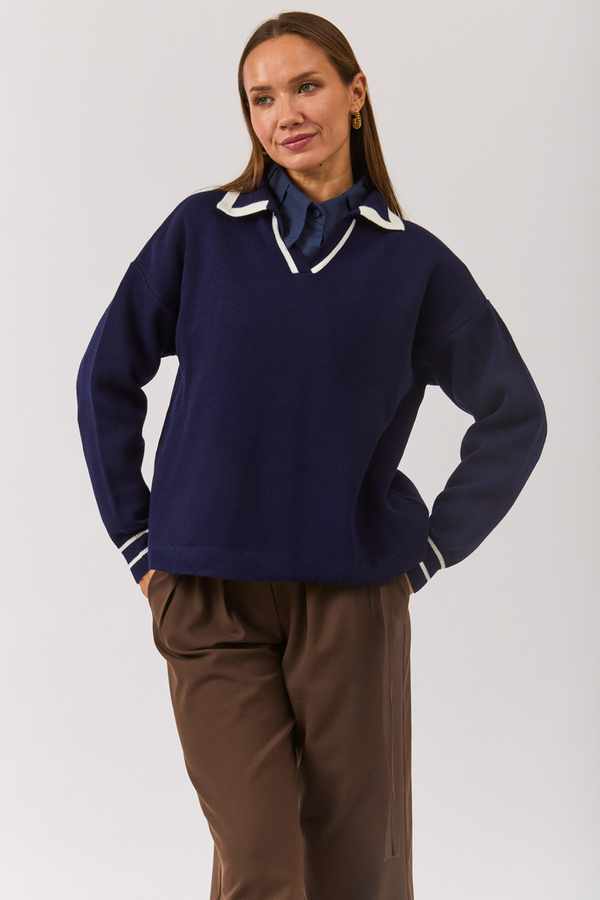 Plain Polo Sweater Navy - 7