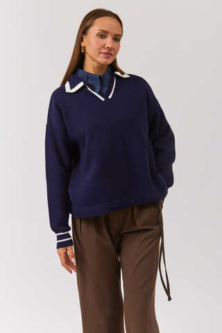 Plain Polo Sweater Navy - 8