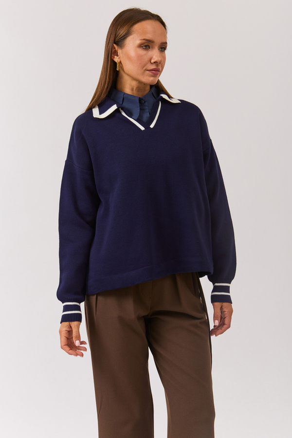 Plain Polo Sweater Navy - 10