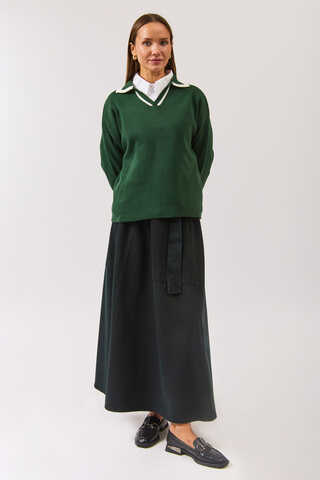 Plain Polo Sweater Petrol Green - 4