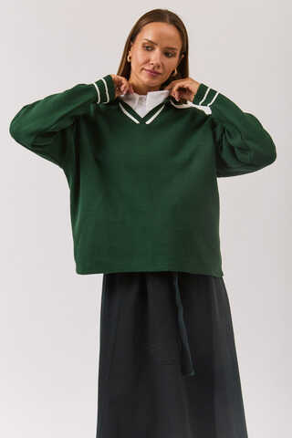 Plain Polo Sweater Petrol Green - 3
