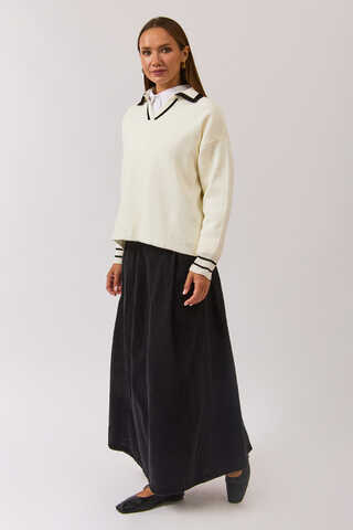 Plain Polo Sweater White - 8