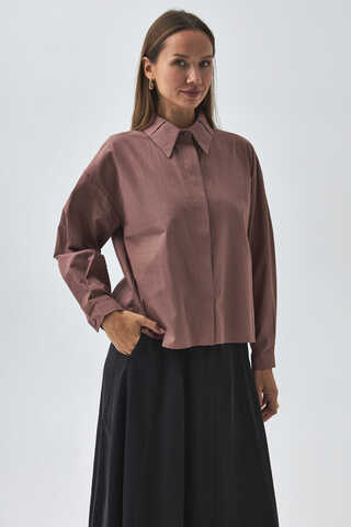 Pleated Collar Shirt Dusty Rose - 4