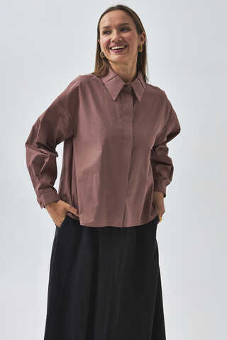 Pleated Collar Shirt Dusty Rose - 5
