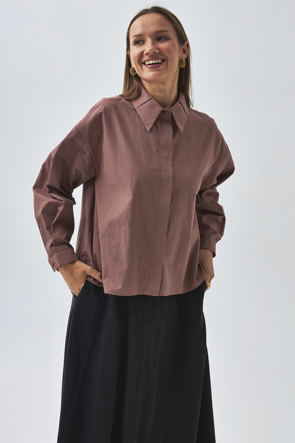 Pleated Collar Shirt Dusty Rose - 5