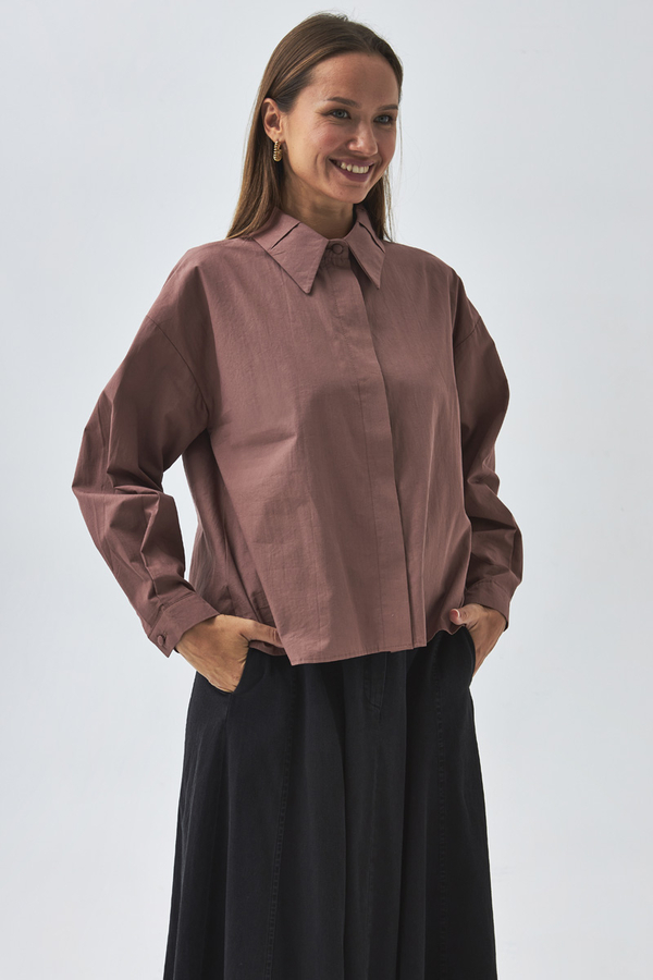 Pleated Collar Shirt Dusty Rose - 6