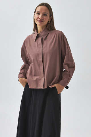 Pleated Collar Shirt Dusty Rose - 1