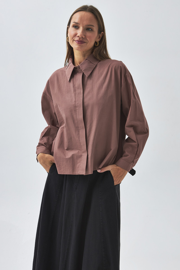 Pleated Collar Shirt Dusty Rose - 1
