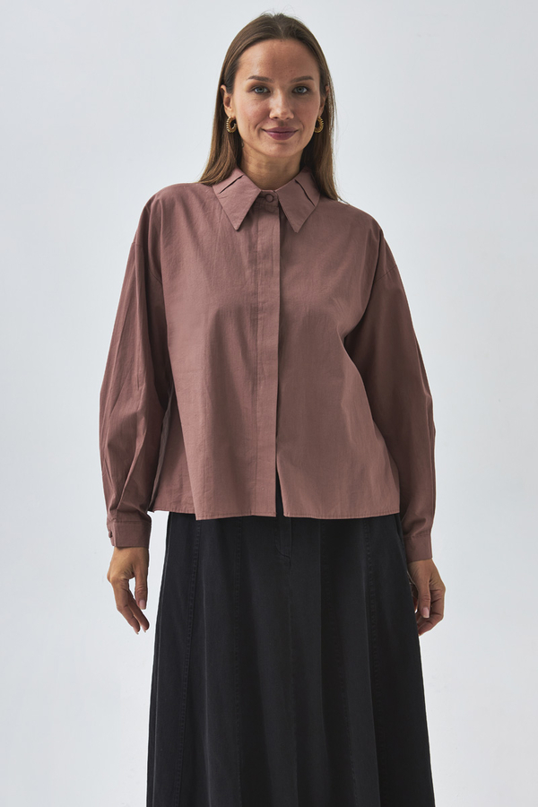 Pleated Collar Shirt Dusty Rose - 8