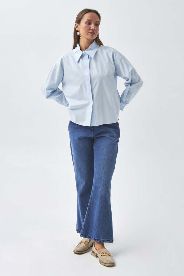 Pleated Collar Shirt Ice Blue - 5