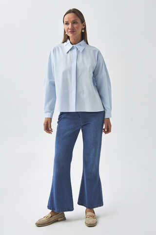 Pleated Collar Shirt Ice Blue - 7