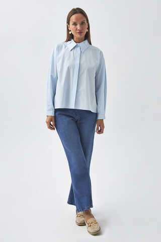 Pleated Collar Shirt Ice Blue - 8