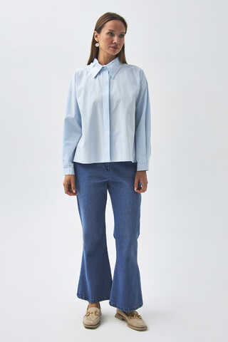 Pleated Collar Shirt Ice Blue (1)