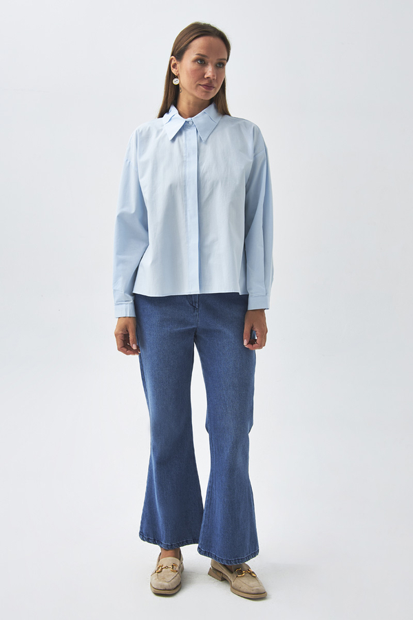 Pleated Collar Shirt Ice Blue - 2