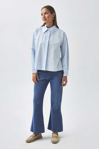 Pleated Collar Shirt Ice Blue - 3