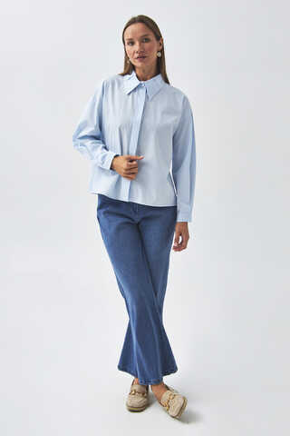 Pleated Collar Shirt Ice Blue - 9