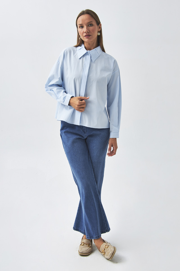 Pleated Collar Shirt Ice Blue - 9