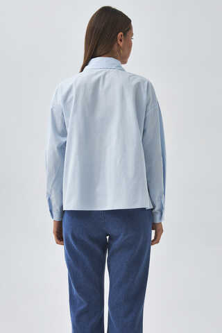 Pleated Collar Shirt Ice Blue - 11