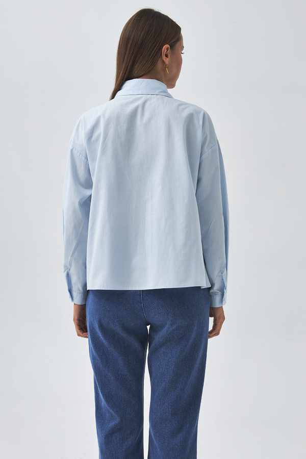 Pleated Collar Shirt Ice Blue - 11