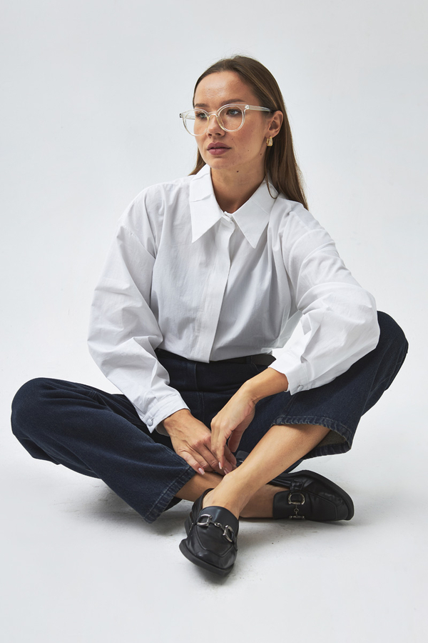 Pleated Collar Shirt White - 5