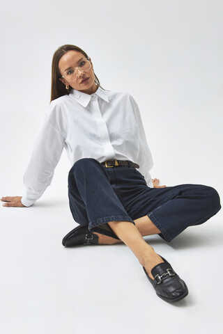 Pleated Collar Shirt White - 7