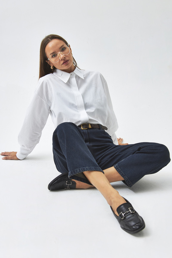 Pleated Collar Shirt White - 7