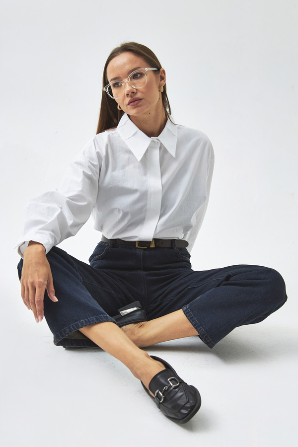 Pleated Collar Shirt White - 1