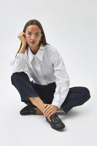 Pleated Collar Shirt White - 10