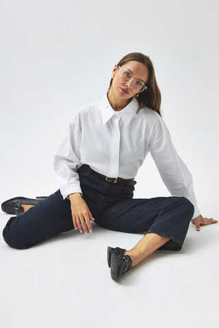Pleated Collar Shirt White - 3