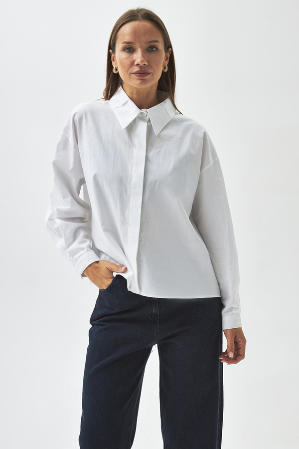 Pleated Collar Shirt White - 4