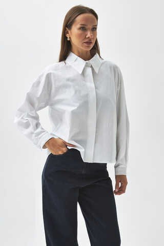 Pleated Collar Shirt White - 11
