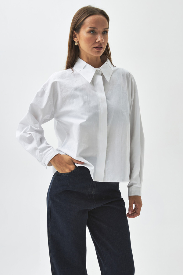 Pleated Collar Shirt White - 11