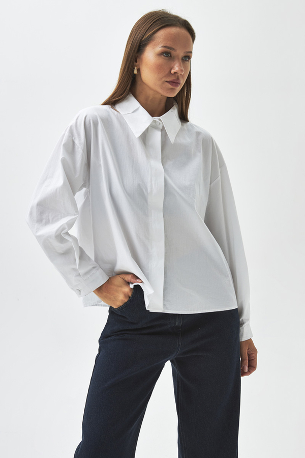Pleated Collar Shirt White - 12