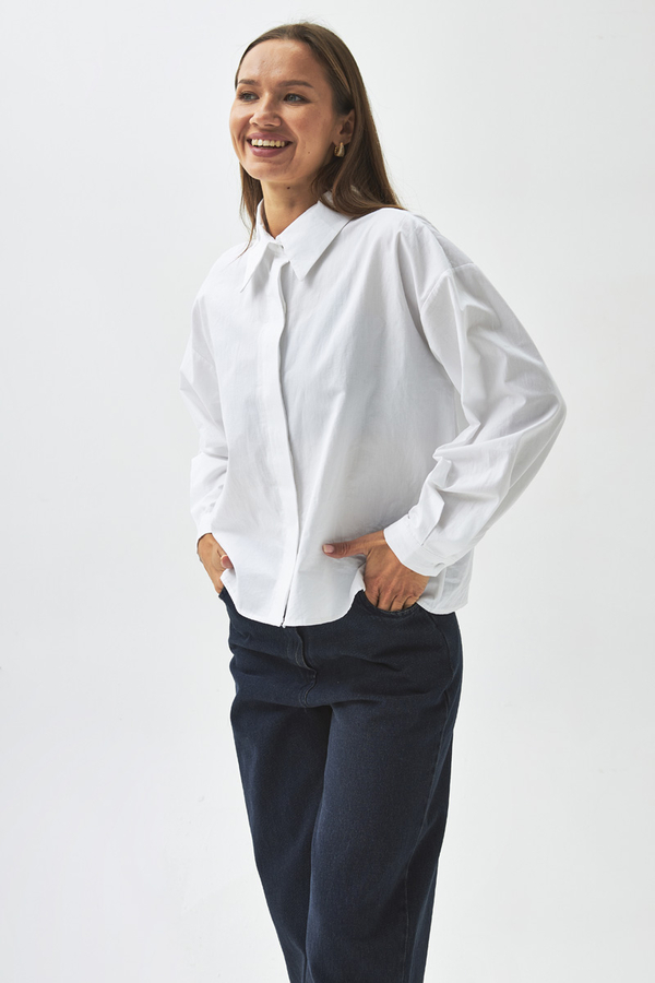 Pleated Collar Shirt White - 8