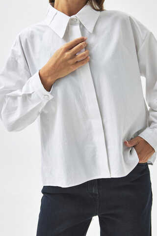 Pleated Collar Shirt White - 9