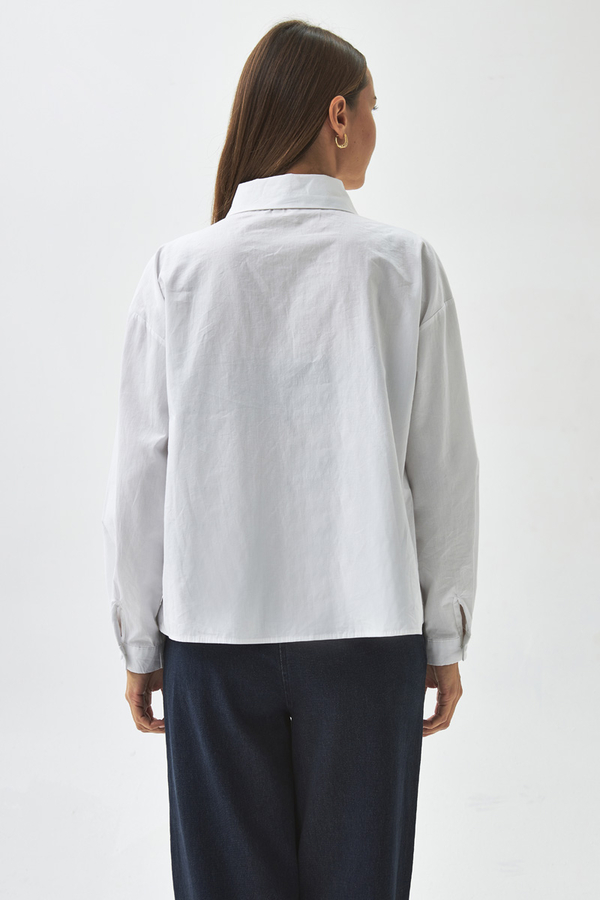 Pleated Collar Shirt White - 13