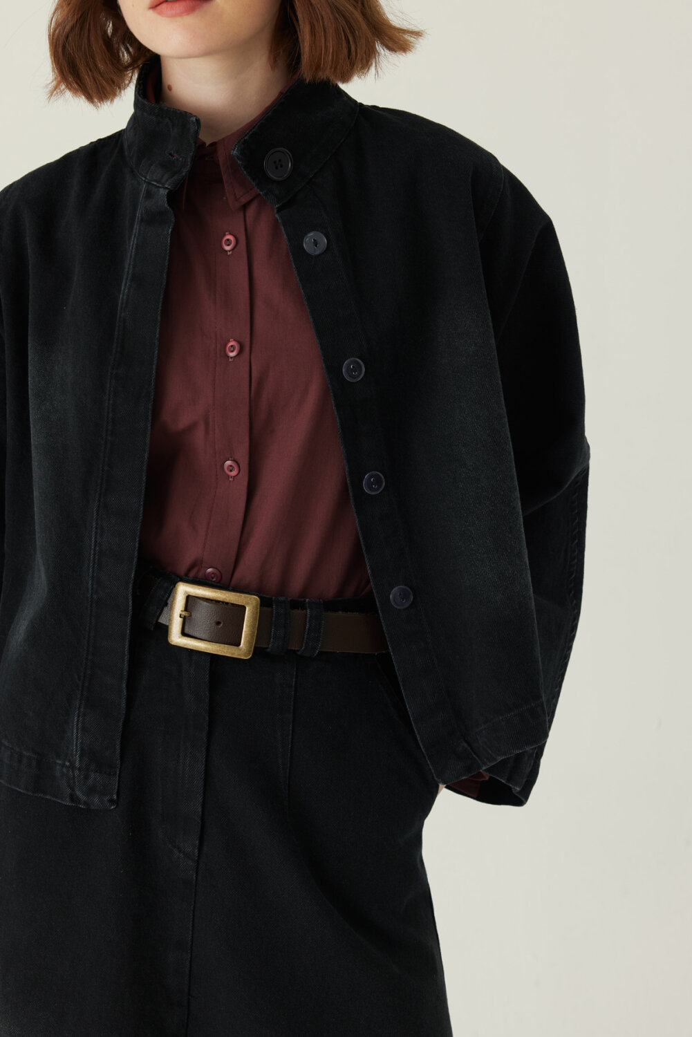 Pleated Detail Denim Skirt Black - 2