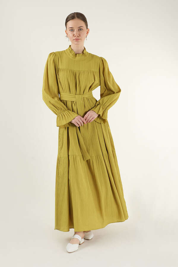 Pleated Dress Mustard - 1