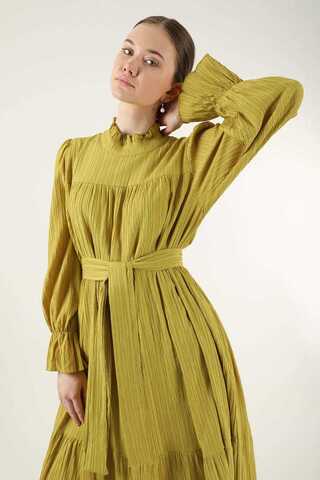 Pleated Dress Mustard - 2